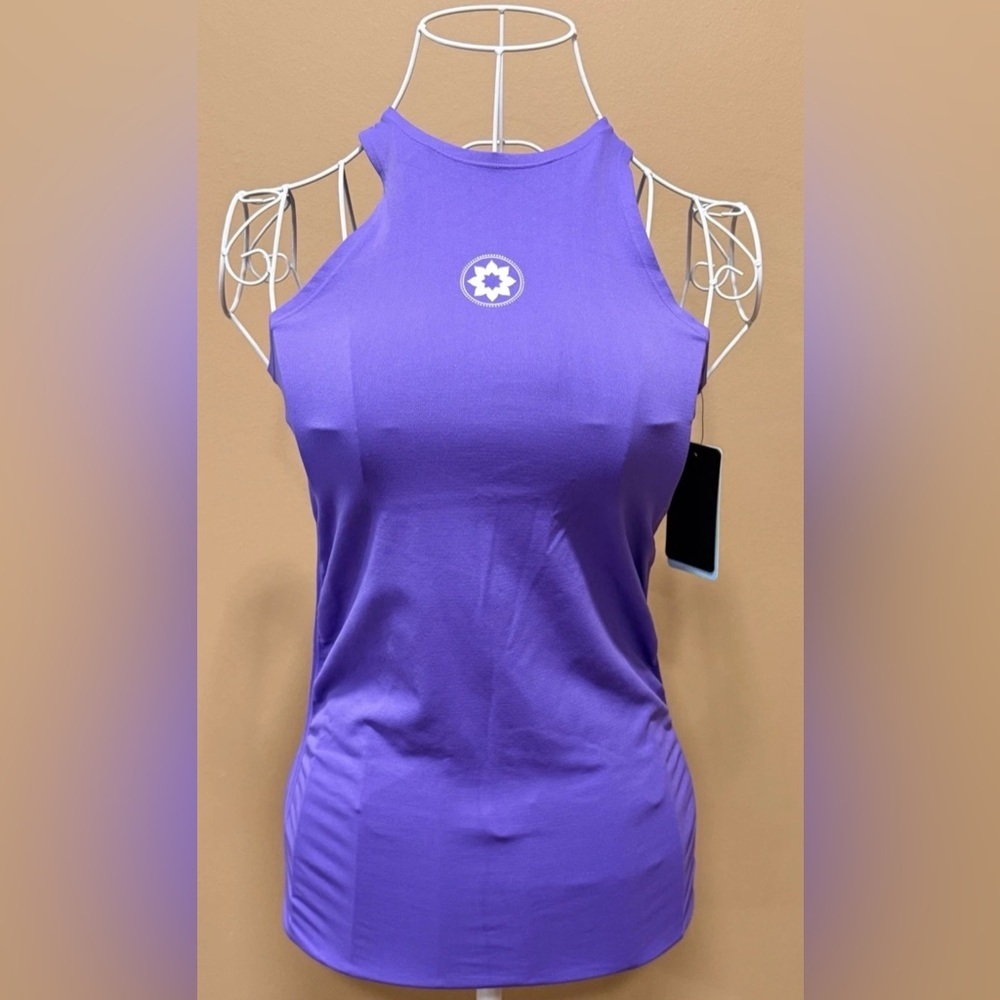 NUX New Groove Tank Top Purple High Neck Ruched Compression Medium